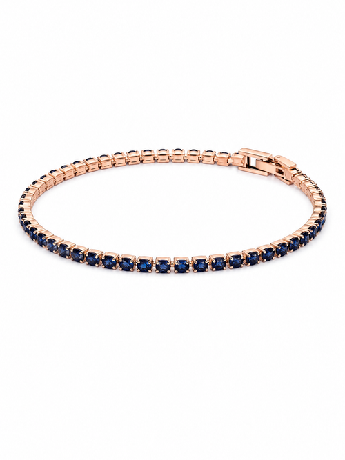 Pulsera Tennis Oro Rosa Zafiro