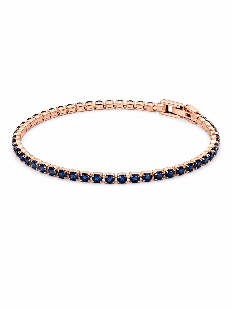 Pulsera Tennis Oro Rosa Zafiro