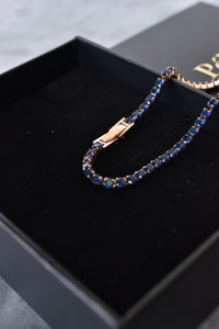 Pulsera tennis oro rosa zafiro 3