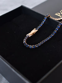 Pulsera tennis oro rosa zafiro 3