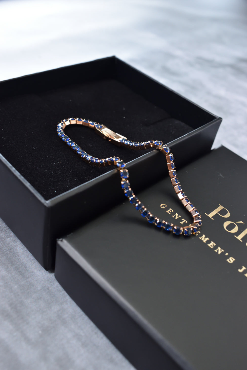 Pulsera tennis oro rosa zafiro 4