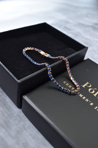Pulsera tennis oro rosa zafiro 4