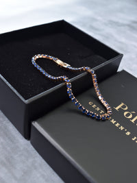 Pulsera tennis oro rosa zafiro 4