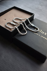 Set pulseras tejido tennis silver diamante para parejas