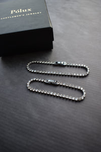 Set pulseras tejido tennis silver diamante para parejas