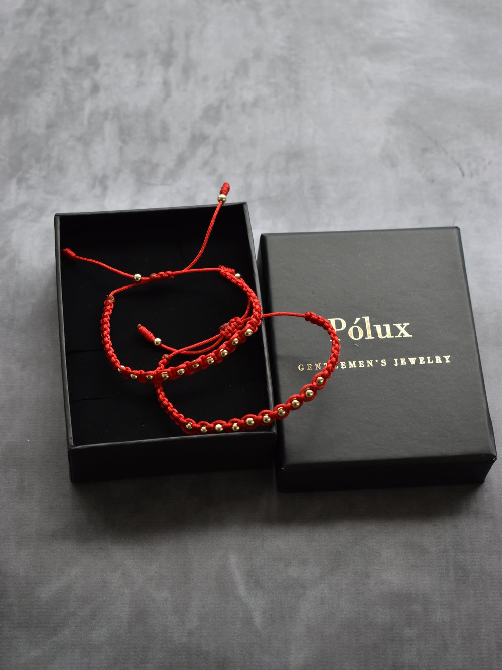 Set Pulseras Macramé Hilo Rojo Parejas