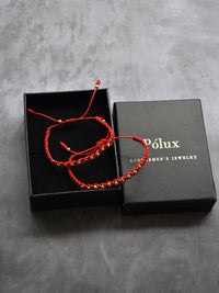 Set Pulseras Macramé Hilo Rojo Parejas