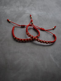 Set Pulseras Macramé Hilo Rojo Parejas