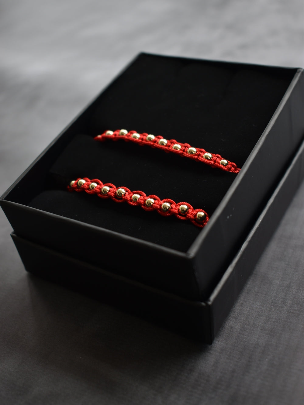 Set Pulseras Macramé Hilo Rojo Parejas