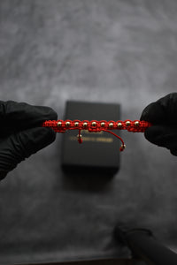 Pulseras Pareja Macramé Oro Laminado 18K – Hilo Rojo