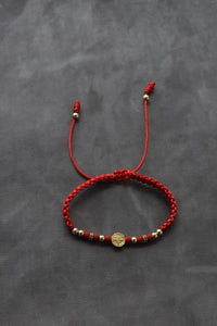 Pulsera Roja San Benito & Virgen Guadalupe| Oro laminado 18 K