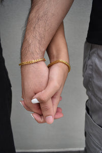Set pulseras tejido franco para parejas | Enchape en oro 18k