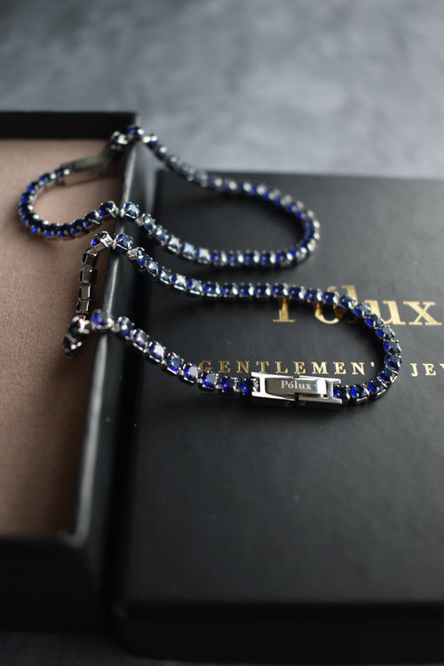 Set pulseras parejas tennis Silver Zafiro