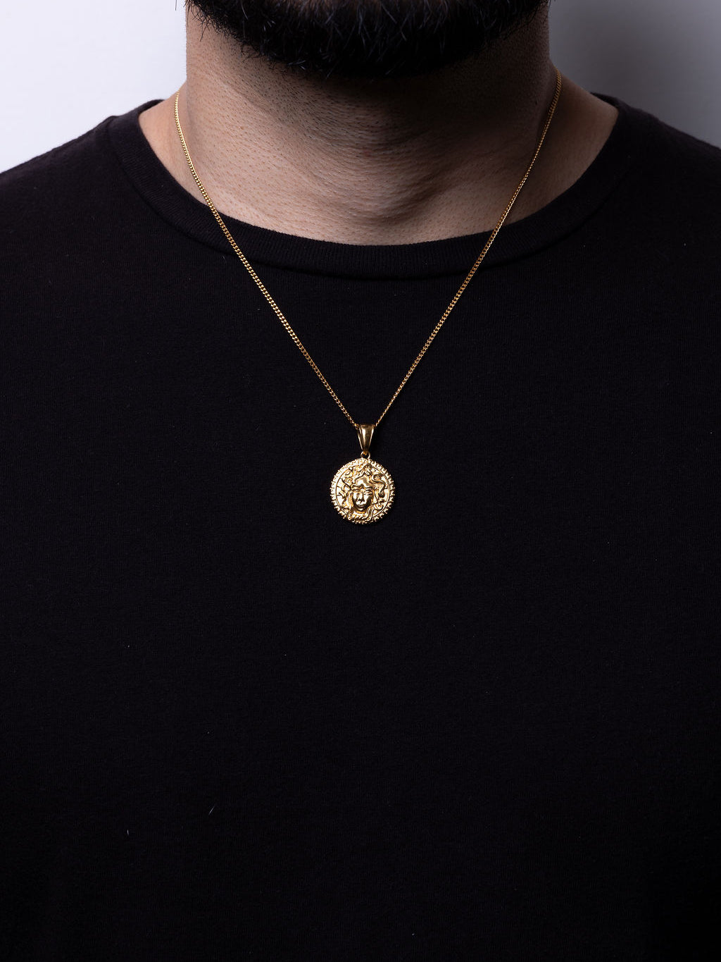 Cadena Cubana 50 cm x 2 mm Dije Medusa| Enchape en Oro 18K
