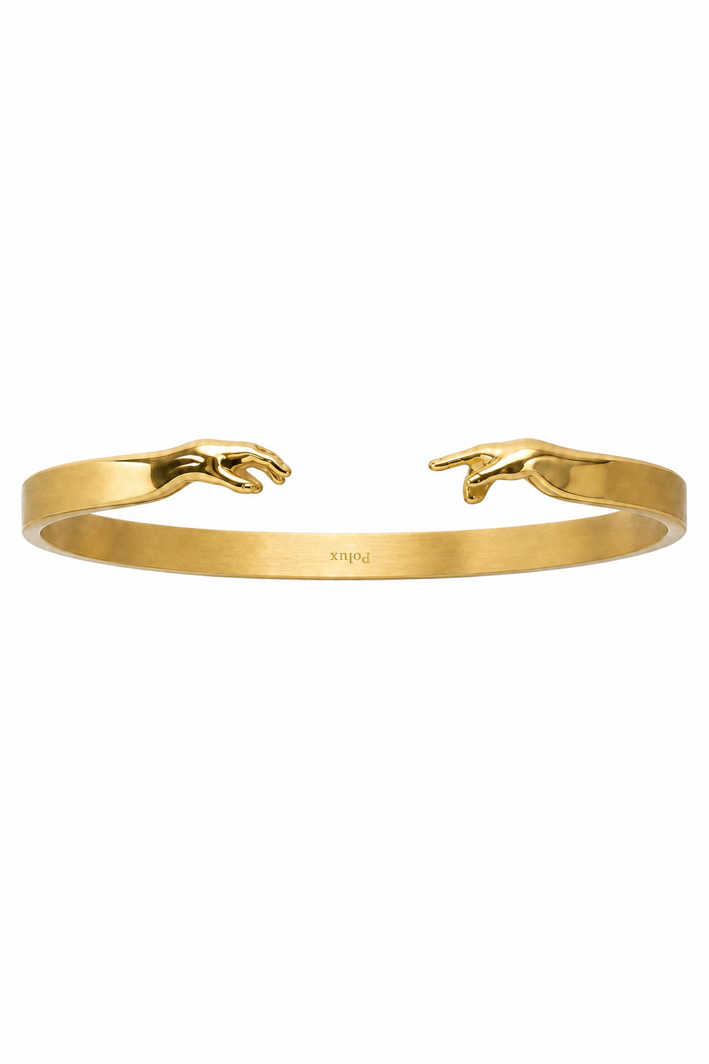 Pulsera La Creación de Adán hombre acero bañado oro 18K fondo blanco