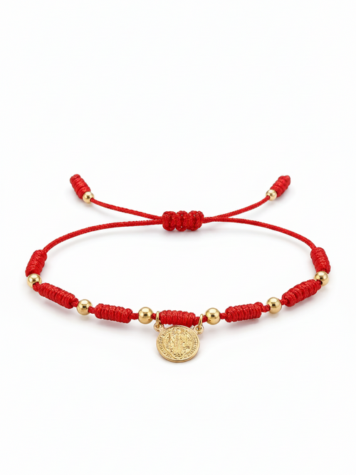 Pulsera San Benito 7 Nudos Hilo Rojo