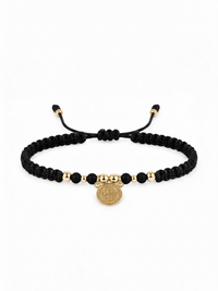 Pulsera San Benito Negro Oro Laminado 18K