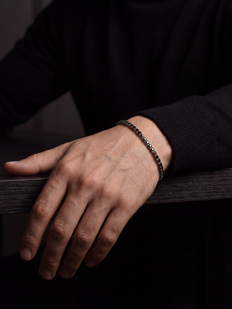 Pulsera tennis hombre elegante negra