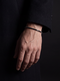 pulsera tennis de plata negra para hombres elegante