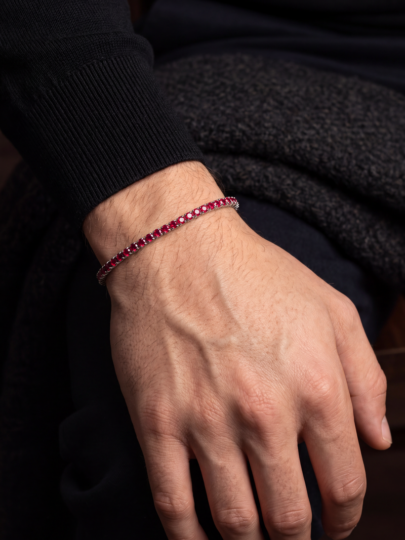 Pulsera tennis Silver Rubíes