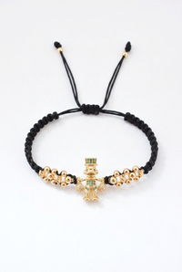 Pulsera Tío Rico en oro laminado 18K con dije de circones y balines 4mm
