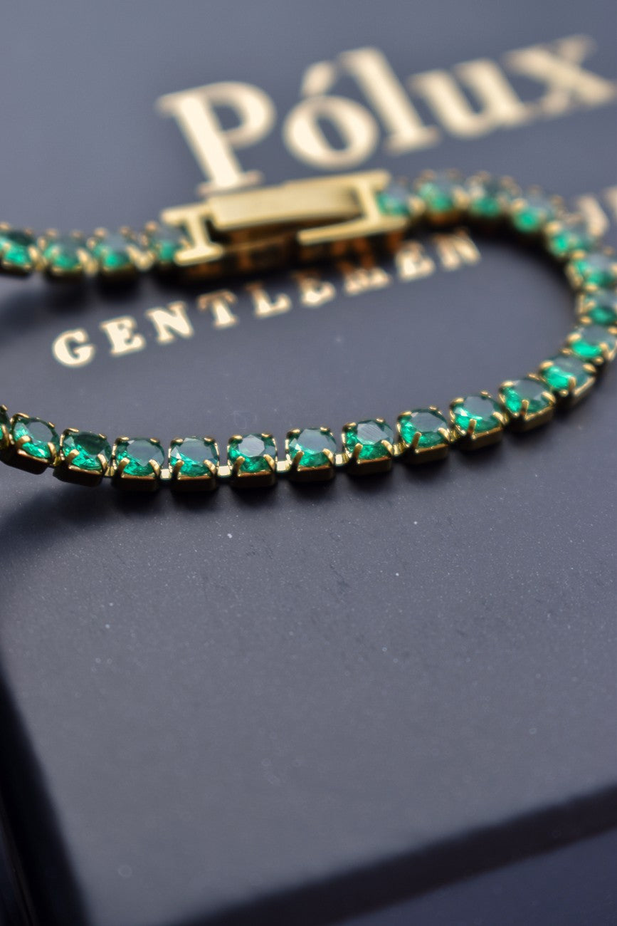 Pulsera tennis Golden Esmeralda