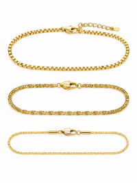 Set x3 Pulseras Minimalistas Enchape Oro 18K